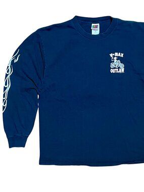 Yamaha V-MAX Outlaw Motorcycle Y2K Vintage Black Long Sleeve Shirt, Men's XL